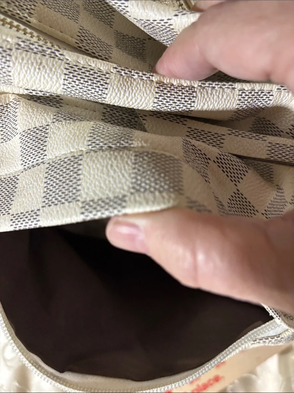 Checkerboard Canvas Backpack in Ivory and Light Gray